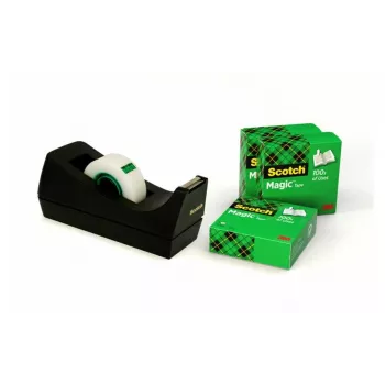 3M Scotch C38 musta pöytäteippiteline 4 rullalla 810 Magic Tape 19mm x 33m C38SM4S