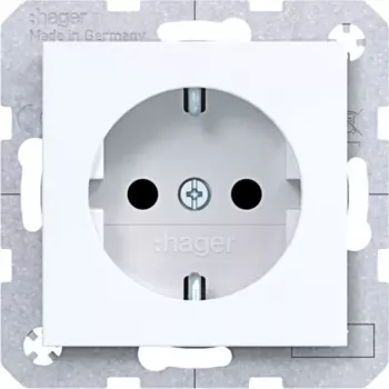 HAGER WAS1400WG Schuko-pistorasia, uppoasennus, ruuvi-nostoliittimet, 16 A, 250 V, puhtaanvalkoinen
