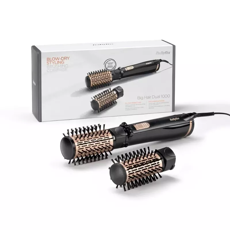 BaByliss Big Hair Dual pyörivä kuumailmamuotoilija, 1000 W, musta/kulta