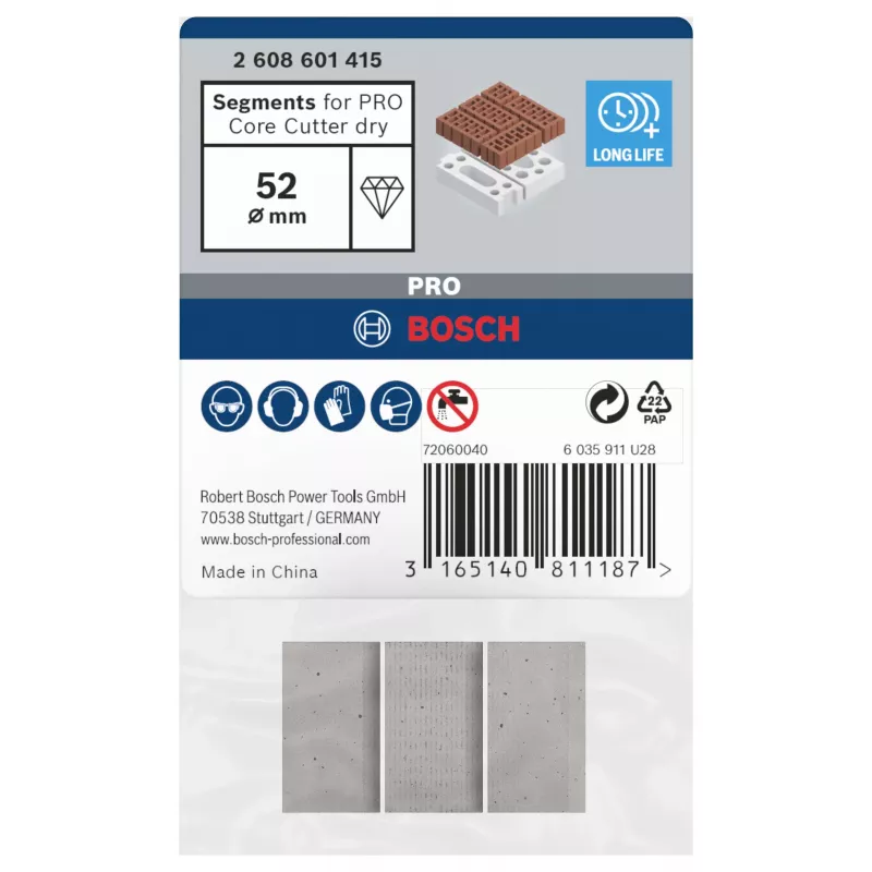 Bosch 2608601415 timanttisegmentit kuivaporauskruunuille, 3 kpl:n pakkaus