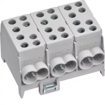 Hager pääjohdon haaraliitin KH35L3 3-napainen 2x35-2x25mm² harmaa