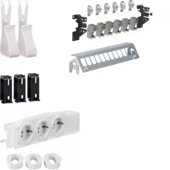 HAGER UM00M1 multimediajakosarja 3 suko-pistorasialla ja 12 RJ45 Cat.6 patch-portilla, 24 TE