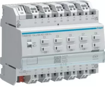 Hager TYAS610D KNX kytkin-/sälekaihdinaktuaattori 10/5-kertainen 16A C-kuorma Secure