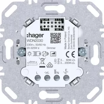 HAGER WDN2030 yleisvalonsäädin, 1-kertainen, uppoasennus, 230V, 300W/100W LED