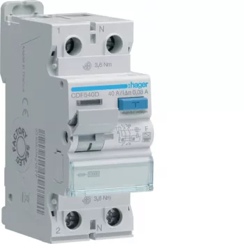 HAGER CDF540D vikavirtasuojakytkin 2P 40A 30mA tyyppi F 10kA