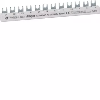 HAGER KDS463AT 4-napainen 12-moduulin tappivirtakisko, 63 A, 230/400 V AC