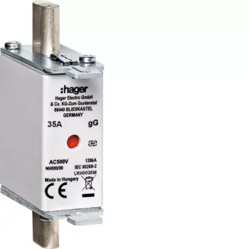 Hager LNH0035M NH000 gG 500V 35A sulakevaippa K-ilmaisimella iskutappi-ilmaisin