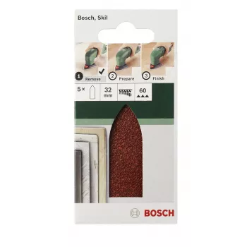 Bosch 2609256A38 delta-hiomapaperi, tarranauha, rei'ittämätön, raekoko 80, kulma 32 mm, 5 kpl