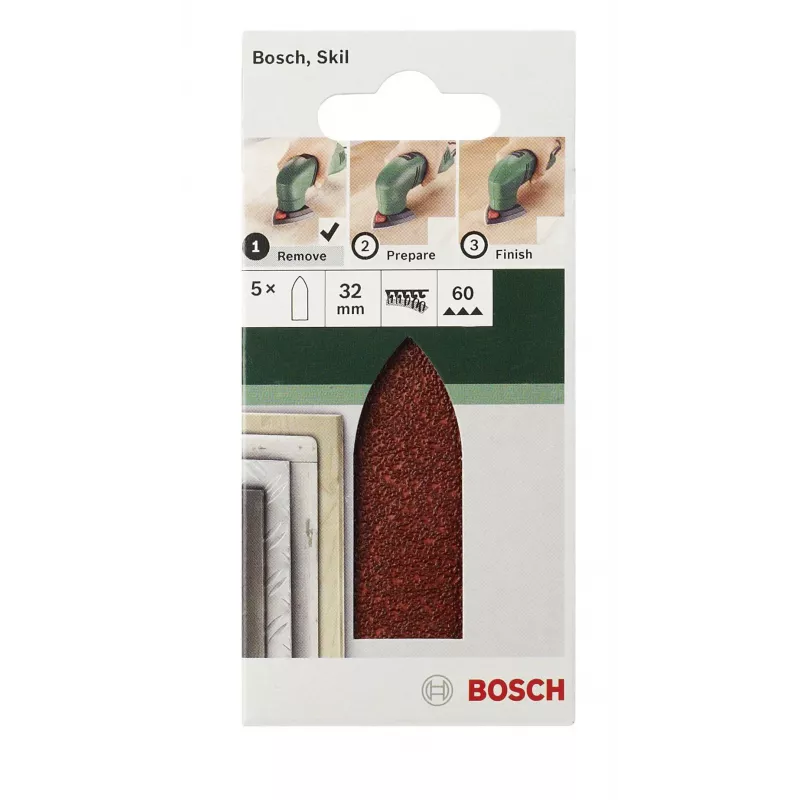 Bosch 2609256A38 delta-hiomapaperi, tarranauha, rei'ittämätön, raekoko 80, kulma 32 mm, 5 kpl