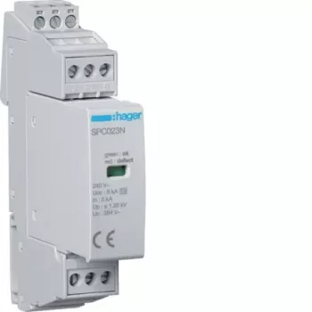 Hager SPC203N Type 3 ylijännitesuoja 1P+N Uc 264V In 5kA Up 1,25kV kaukokontaktilla