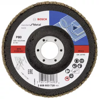 Bosch X431 vakiokuitulaikkahiomalaikka metallille, suora, 125 mm, karkeus 80, lasikuitualusta 2608603718