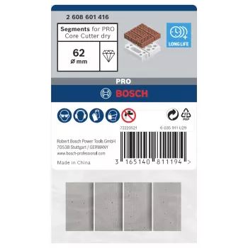 Bosch 2608601416 timanttisegmentit kuivaporauskruunuille, 4 kpl:n pakkaus