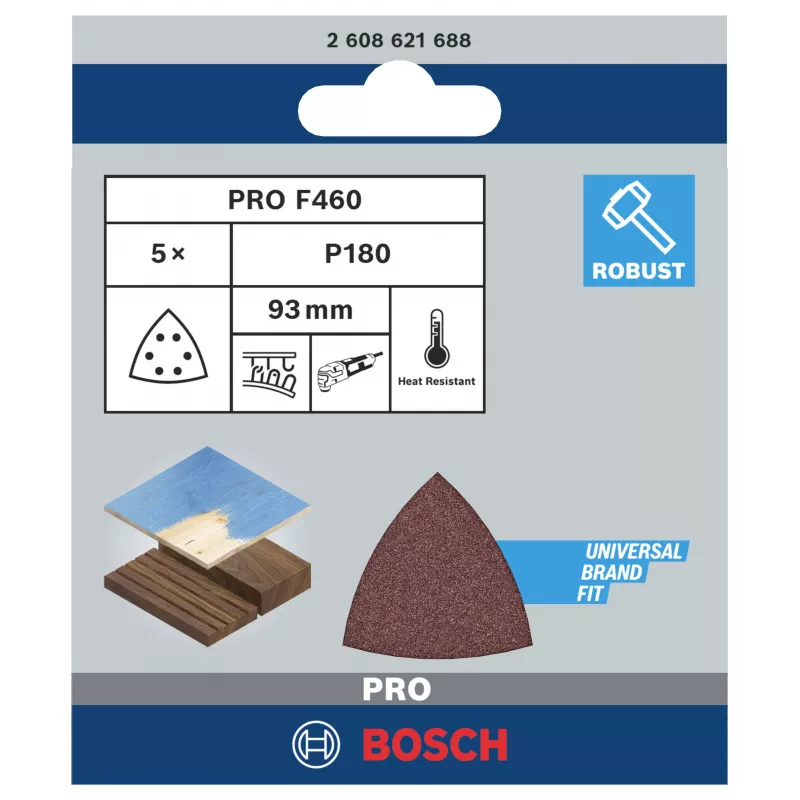 Bosch 2608621688 delta-hiomapaperi karkeus 180, 93 mm, 5 kpl