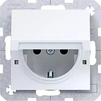 HAGER WAS1212WG Witty SCHUKO-pistorasia kääntökannella, uppoasennus, polarvalkoinen
