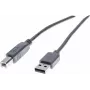 Exertis Connect USB 2.0 tyyppi-A -uros tyyppi-B -uros kaapeli, 3 m, harmaa 532409