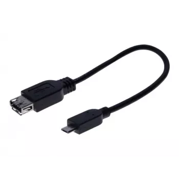 EXERTIS CONNECT Micro USB OTG -sovitinkaapeli, USB-A naaras - Micro-B uros, 0,15 m, musta 532416