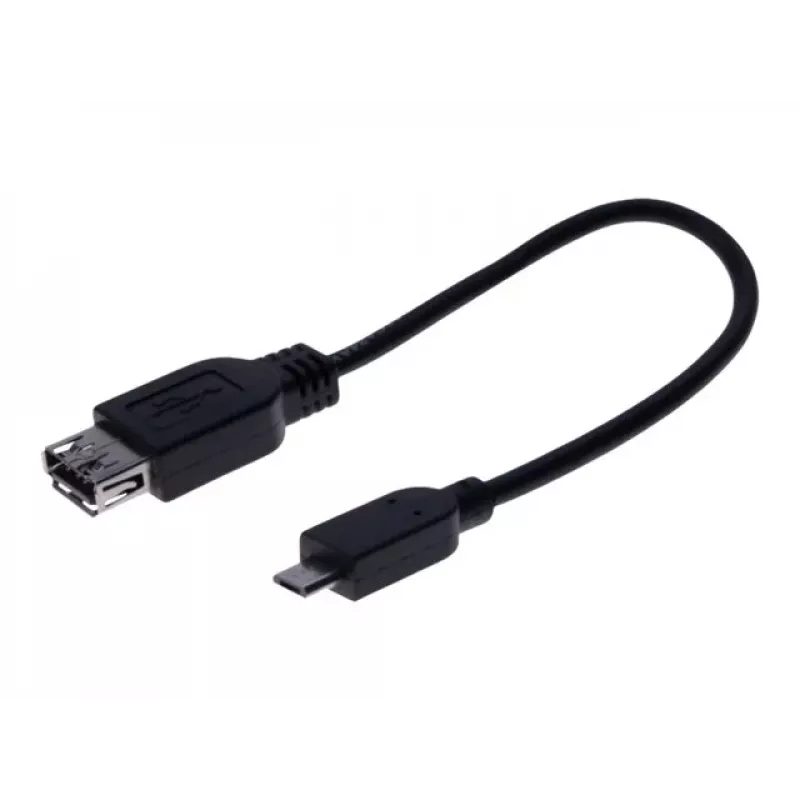EXERTIS CONNECT Micro USB OTG -sovitinkaapeli, USB-A naaras - Micro-B uros, 0,15 m, musta 532416