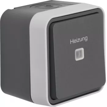 Hager WNC016 pinta-asennettava lämmitysvaihtokytkin lämmitysmerkinnällä, IP55, harmaa