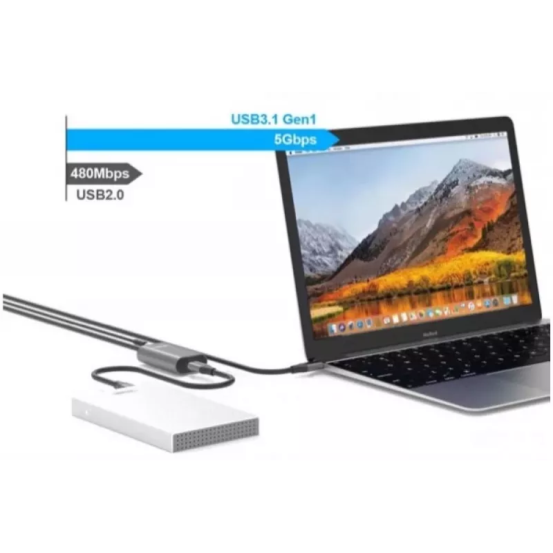 Exertis Connect aktiivinen USB-C jatkokaapeli 5m USB 3.1 Gen 1 5Gbps 60W PD 149255