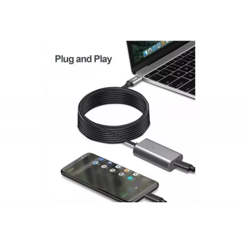 Exertis Connect aktiivinen USB-C jatkokaapeli 5m USB 3.1 Gen 1 5Gbps 60W PD 149255