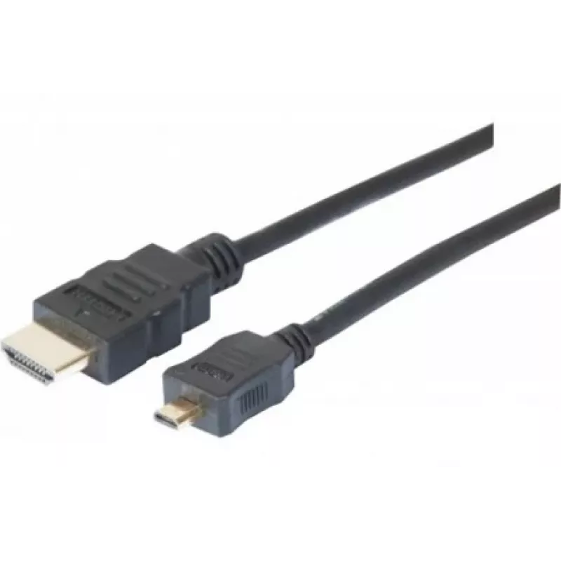 EXERTIS CONNECT Micro-HDMI-kaapeli, High Speed Ethernetillä, kullattu, HDMI tyyppi A – Micro HDMI tyyppi D, 2,0 m 128495