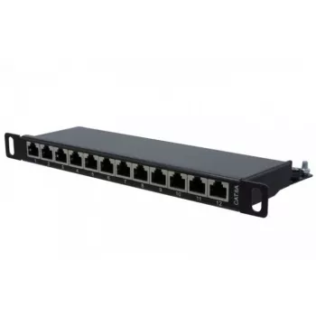 EXERTIS CONNECT Cat. 6A STP 10 tuuman 0,5U 12-porttinen patchpanel, musta 257312