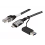 Dexlan USB Gigabit Ethernet -verkkokaapeli, USB C/A - RJ45, 2,0 m (310702)