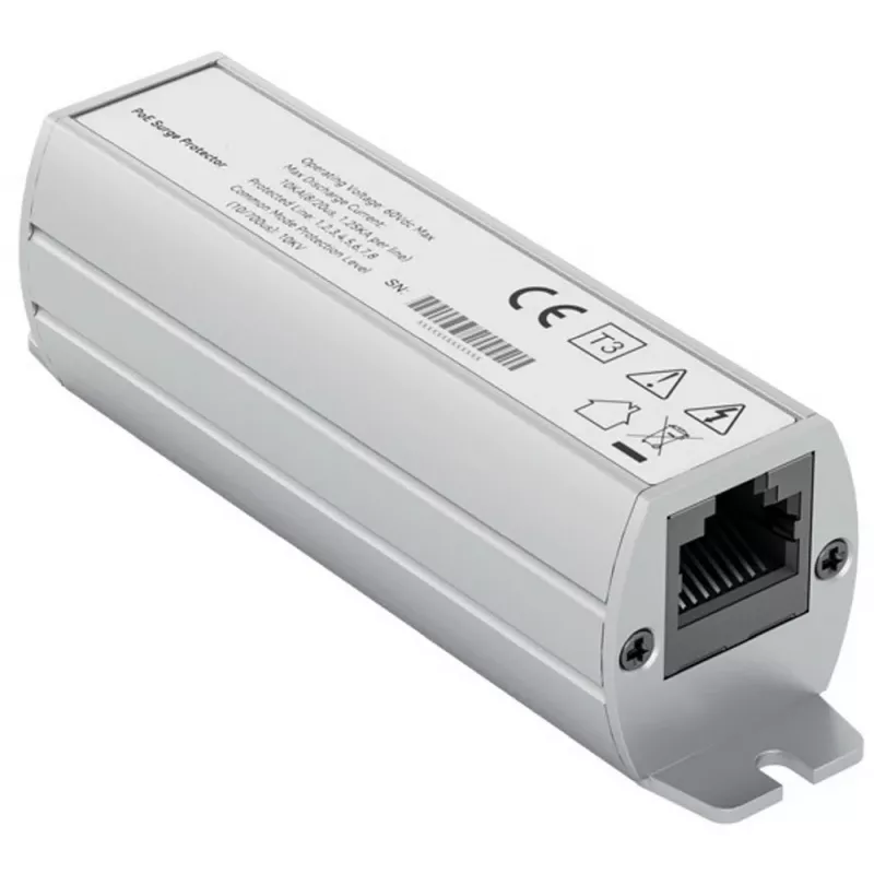 Exertis Connect Cat.6A RJ45 -ylijännitesuoja, sisäkäyttöön, metallikotelo, 10 Gbps, PoE+ 253187