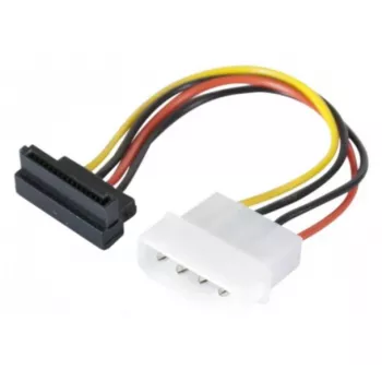 EXERTIS CONNECT SATA-virtasovitinkaapeli, Molex - SATA 4-pin kulma, Molex - SATA naaras kulma, 15 cm 147553