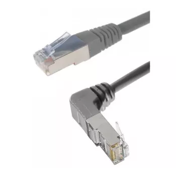 Exertis Connect Cat. 6A S/FTP (PiMF) -patchkaapeli, kulma–suora, harmaa, 0,7 m 854302