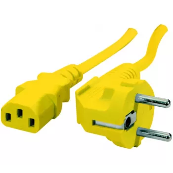 Exertis Connect kulmattu Schuko–IEC-C13-verkkojohto, keltainen, 1,8 m 808015