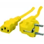 Exertis Connect kulmattu Schuko–IEC-C13-verkkojohto, keltainen, 1,8 m 808015