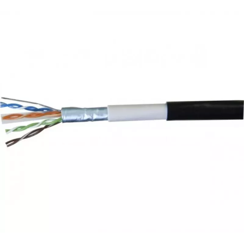 Exertis Connect 845038 Cat.6 F/UTP -vedenpitävä kytkentäkaapeli, 0,5 m, musta, ohut taivutussuoja