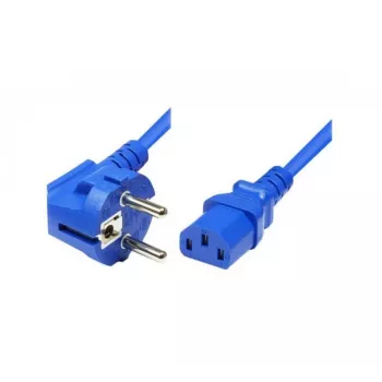 Exertis Connect virtajohto, kulmamallinen Schuko-pistoke IEC C13 -liittimeen, sininen, 5,0 m (808017)