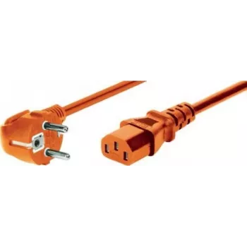 EXERTIS CONNECT virtajohto, kulmamallinen Schuko-pistoke IEC C13 -liittimeen, oranssi, 0,6 m (808071)
