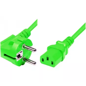 Exertis Connect virtajohto, kulmamallinen Schuko-pistoke IEC C13 -liittimeen, vihreä, 1,8 m (808016)