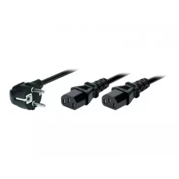 TECLINE Y-virtajakokaapeli, kulmamallinen Schuko-pistoke 2x IEC C13 -liittimeen, 1,8 m, musta 808410