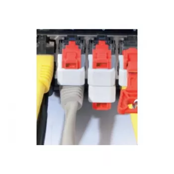 EXERTIS CONNECT RJ45-porttilukko (10 kpl:n pakkaus, sininen) avaimella – estää luvattoman verkkoyhteyden 848943