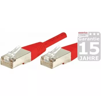 EXERTIS CONNECT Cat.5e F/UTP patchkaapeli, punainen, 0,15 m, Slim Knickschutz 857040