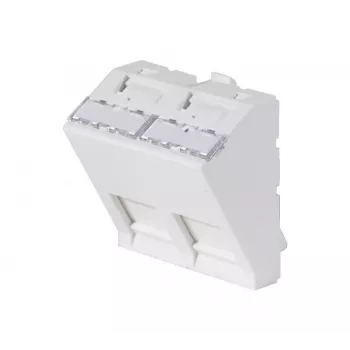 EXERTIS CONNECT peitelevyn sisäosa 45x45 mm 2 Keystone-moduulille, 30°, signalweiß RAL 9003 911711