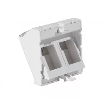 EXERTIS CONNECT peitelevyn sisäosa 45x45 mm 2 Keystone-moduulille, 30°, signalweiß RAL 9003 911711