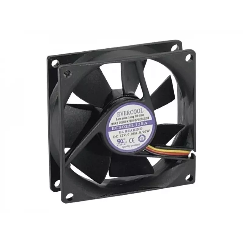 Exertis Connect Evercool 80 mm kotelotuuletin – liukulaakeri, 2000 kierr./min, 26,5 CFM, musta 910184