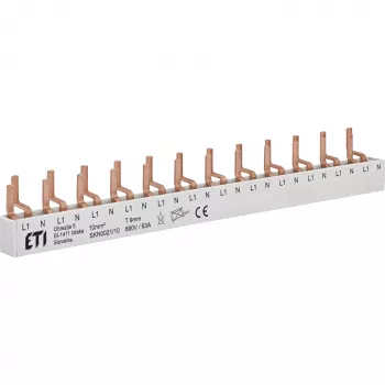 ETI 002921150 eristetty tappikiskokisko SKN0021/10 ETIMAT 1N:lle, KZS 1M, 1-napainen, 10 moduulia, 63 A