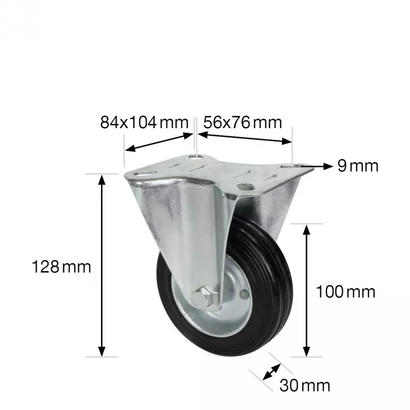 Wagner design yourself Bockrolle RO 8104, 100 mm pyörä, hopeinen kotelo, musta PP-pyörä, 100 kg kantavuus 4810401