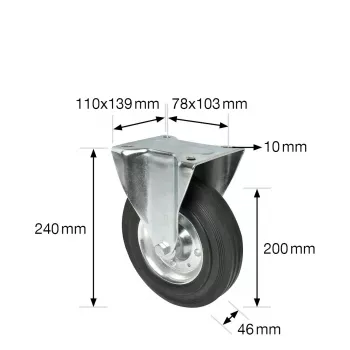 Wagner design yourself Bockrolle RO 8200 hopea, 50 mm pyörä, 50 kg kantavuus, sinkitty teräs 4820001