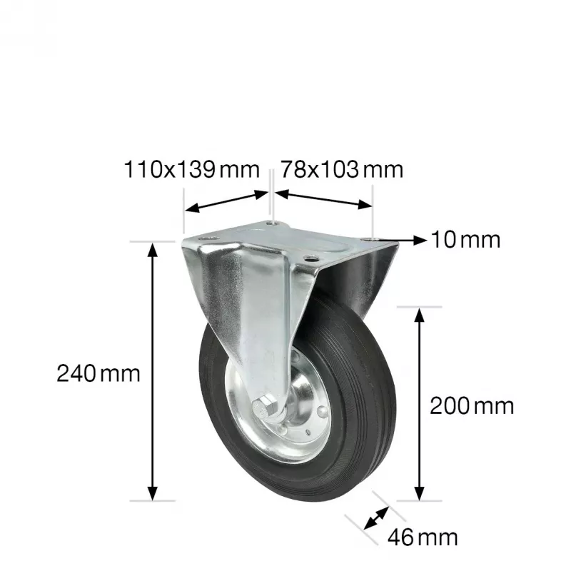 Wagner design yourself Bockrolle RO 8200 hopea, 50 mm pyörä, 50 kg kantavuus, sinkitty teräs 4820001