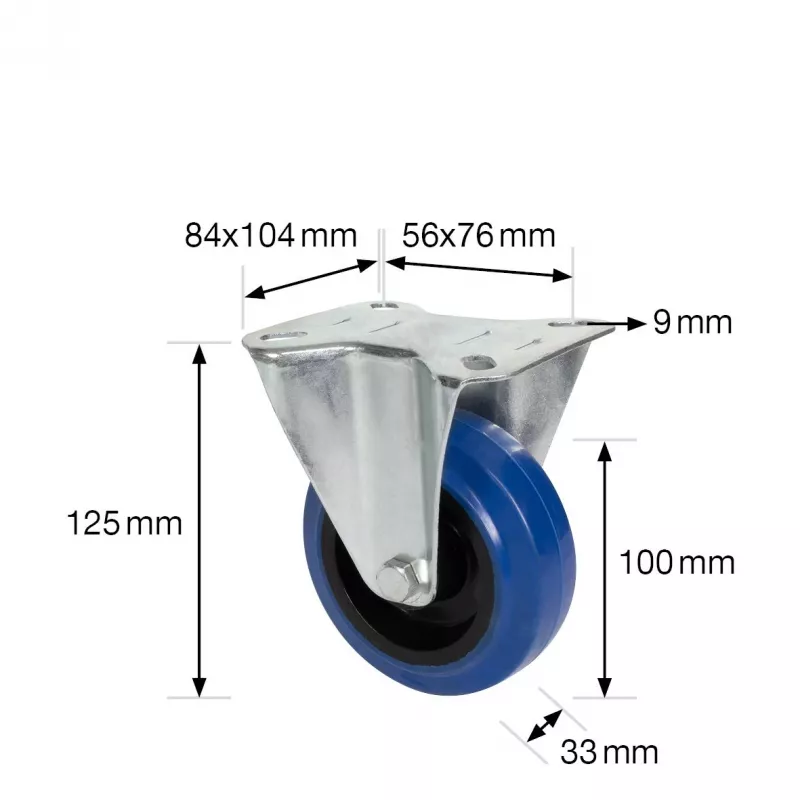 Wagner design yourself Bockrolle RO 8700, 75 mm, sininen/harmaa kulutuspinta, 50 kg kantavuus, levyasennus 4870001