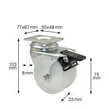 Wagner design yourself ECO RO 3277 kaksoisrullaohjauspyörä 32 mm valkoinen/harmaa (3327701)