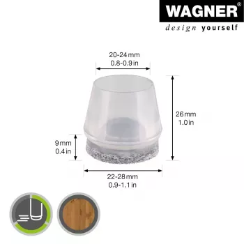Wagner design yourself EH 0564 tuolinjalkatulpat muovi Ø 2,2-2,8 cm 4 kpl (15056499)