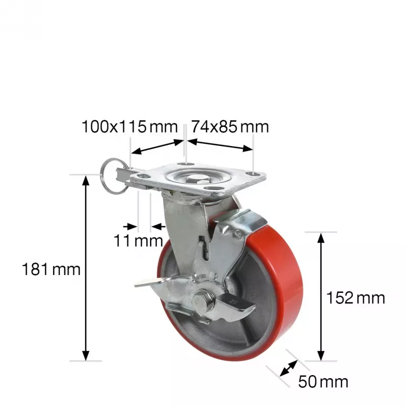 Wagner design yourself raskaan sarjan ohjauspyörä RO 0115 punainen 100 mm 150 kg 4011501